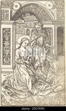 Französisch 15. Jahrhundert, (Künstler), die Geburt, c. 1500, Holzschnitt Stockfoto