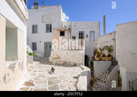 Traditionelle griechische Architektur in Lefkes Dorf auf Paros Insel, Kykladen, Griechenland Stockfoto