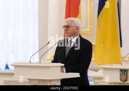 KIEW, UKRAINE - 29. Mai 2018: Bundespräsident Frank-Walter Steinmeier im Mariinsky-Palast in Kiew bei einem offiziellen Besuch in der Ukraine Stockfoto