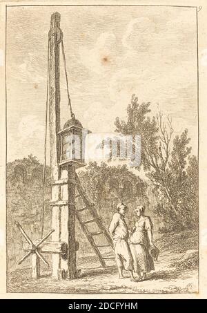 Hubert Robert, (Künstler), Französisch, 1733 - 1808, The Post, Les Soirees de Rome (Abende in Rom):pl.9, (Serie), Radierung Stockfoto