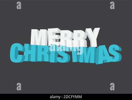 Vektor isolierte Illustration einer Typografie 3D Phase Frohe Weihnachten mit stilvollen Farben vor einem dunklen Hintergrund. Stock Vektor