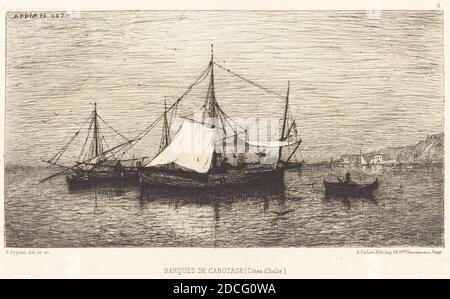 Adolphe Appian, (Künstler), französisch, 1818 - 1898, Barques de cabotage, Radierung Stockfoto