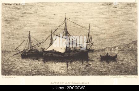 Adolphe Appian, (Künstler), französisch, 1818 - 1898, Barques de cabotage, Radierung Stockfoto