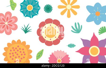 Blumen Garten und Blätter Muster Hintergrund Vektor Illustration Design Stock Vektor