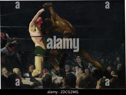 George Bellows, (Maler), Amerikaner, 1882 - 1925, beide Mitglieder dieses Clubs, 1909, Öl auf Leinwand, insgesamt: 115 x 160.5 cm (45 1/4 x 63 3/16 Zoll), gerahmt: 133 x 177.8 cm (52 3/8 x 70 in.), im Oktober 1909 gemalt, die bemerkenswert ausdrucksstark und dynamisch, beide Mitglieder von This Club, ist die dritte und größte von George Bellows frühen prizefighting Themen. Der Titel des Gemäldes bezieht sich auf die Praxis in privaten Sportvereinen, die Teilnehmer als „beide Mitglieder“ dem Publikum vorzustellen, um das Lewis-Gesetz von 1900 zu umgehen, das öffentliche Boxkämpfe im Staat New York verboten hatte Stockfoto