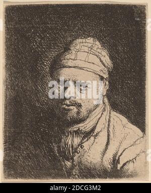 Jan Lievens, (Künstler), Holländisch, 1607 - 1674, Büste eines Kochs mit Kappe, Radierung Stockfoto