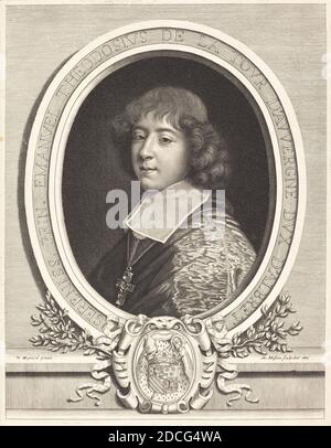 Antoine Masson, (Künstler), Französisch, 1636 - 1700, Nicolas Mignard, (Künstler nach), Französisch, 1606 - 1668, Kardinal de Bouillon, 1665, Radierung und Gravur Stockfoto