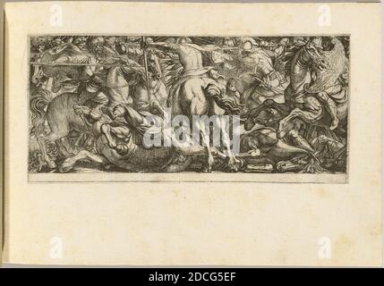 Antonio Tempesta, (Künstler), Florentine, 1555 - 1630, Kavallerie-Verlobung, Battle Scenes I, (Serie), Radierung Stockfoto