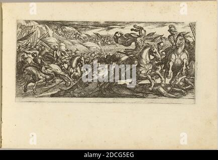 Antonio Tempesta, (Künstler), Florentine, 1555 - 1630, Kavallerie-Verlobung, Battle Scenes I, (Serie), Radierung Stockfoto