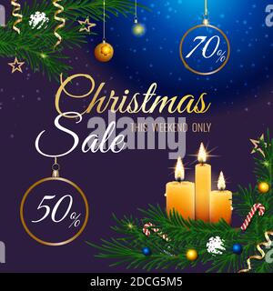 Frohe Weihnachten und ein glückliches neues Jahr Verkauf Banner Vektor Illustration. Stock Vektor