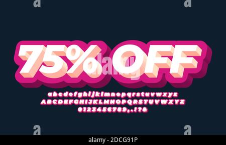 Text Effekt oder Schrift Alphabet 3d Rose Gold und rosa Design Stock Vektor