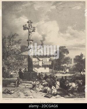 Richard Parkes Bonington, (Künstler), britisch, 1802 - 1828, Croix de Moulin-les-Planches, Vues pittoresques ... l'ancienne Frankreich: Franche-Comte, (Serie), 1827, Lithographie auf Chine colle-Papier Stockfoto