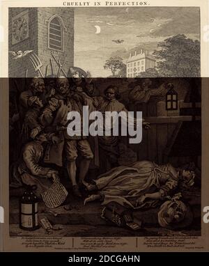 William Hogarth, (Künstler), Englisch, 1697 - 1764, Cruelty in Perfection, The Four Stages of Cruelty, (Serie), 1751, Radierung und Gravur Stockfoto