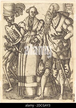 Allaert Claesz, (Künstler), Niederländisch, aktiv 1520/1555, Tanz des Todes VI, Tanz des Todes, (Serie), 1562, Gravur Stockfoto