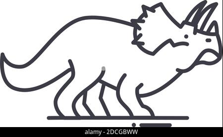 Dinosaurier-Symbol, lineare isolierte Illustration, dünne Linie Vektor, Web-Design-Zeichen, Kontur Konzept-Symbol mit editierbarer Kontur auf weißem Hintergrund. Stock Vektor