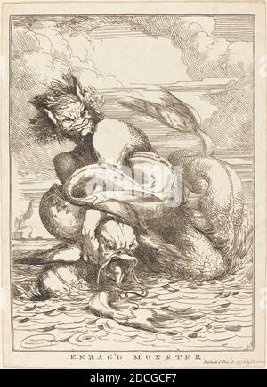 John Hamilton Mortimer, (Künstler), britisch, 1740 - 1779, Enrag'd Monster, fünfzehn Radierungen gewidmet Sir Joshua Reynolds, vier Radierungen von Monstern, (Serie), 1778, Radierung Stockfoto