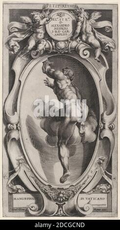 Cherubino Alberti, (Künstler), Roman, 1553 - 1615, Michelangelo, (Künstler nach), Florentine, 1475 - 1564, A Blessed Spirit, 1591, Radierung Stockfoto