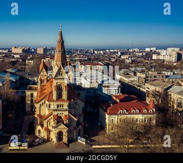 Luftbild der St. Paul's Lutheran Church in Odessa, Ukraine Stockfoto