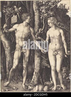 Albrecht Dürer, (Künstler), deutsch, 1471 - 1528, Adam und Eva, 1504, Gravur Stockfoto