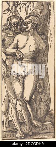 Hans Baldung Grien, (Künstler), deutsch, 1484/1485 - 1545, Adam und Eva, 1519, Holzschnitt, Blatt: 25.8 x 10.1 cm (10 3/16 x 4 Zoll Stockfoto