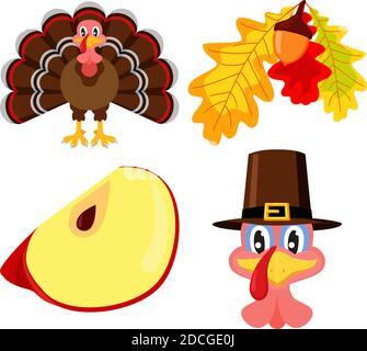 Farbenfrohe Thanksgiving Element Set Stock Vektor