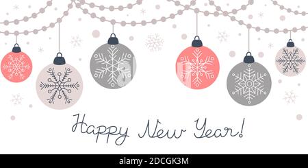 Hängende Weihnachtsgirlande, Banner mit Ornamenten, Neujahr Stock Vektor
