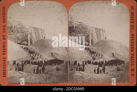 Augenblicklicher Blick auf Eis Berg und Eisbrücke, Niagara., Barker, George (1844-1894), New York (State), Niagara Falls (N.Y. und Ont.), Ontario Stockfoto