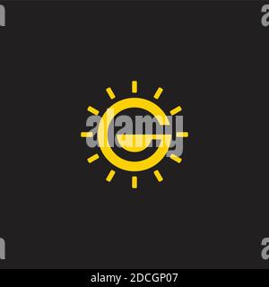 Buchstabe g Sonne Mond geometrisches Design Logo Vektor Stock Vektor