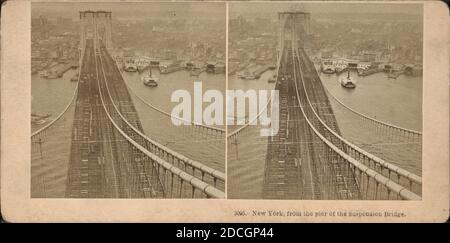 New York, vom Pier der Hängebrücke., New York (Staat), New York (N.Y.), New York, Brooklyn Bridge (New York, N.Y.), East River (N.Y.) Stockfoto