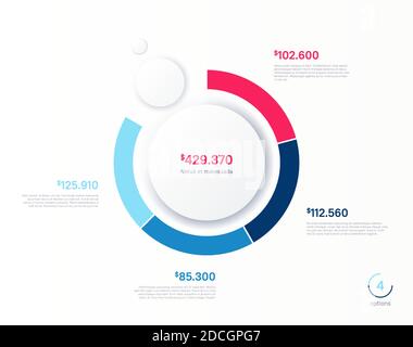 Vektor-Infografik rundes Diagramm Vorlage. Vier Optionen, Schritte, Teile Stock Vektor