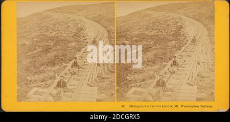 Die Jakobsleiter hinunter gleiten, Mt. Washington Railway., Kilburn Brothers, New Hampshire, Washington, Mount (N.H Stockfoto