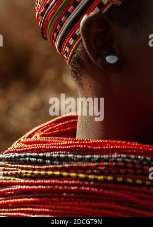 Rendille Stamm Perlen neckalces, Marsabit County, Marsabit, Kenia Stockfoto