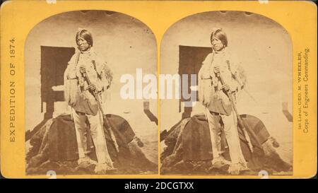 Shee-zah-nan-tan, Jicarilla Apache tapfer in charakteristischer Tracht, Nord-New Mexico., Geographische Übersichten westlich des 100. Meridians (USA), O’Sullivan, Timothy H. (1840-1882), 1874, USA Stockfoto