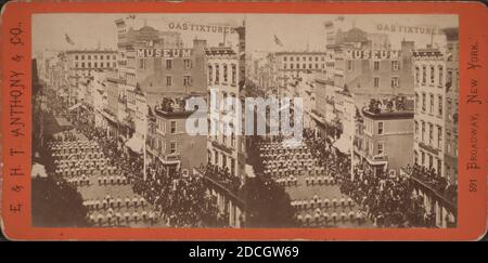 Große Prozession, 10. April 1871, zum Gedenken an den Friedensvertrag zwischen Deutschland und Frankreich., 1859, New York (Staat), New York (N.Y.), Manhattan (New York, N.Y.) Stockfoto