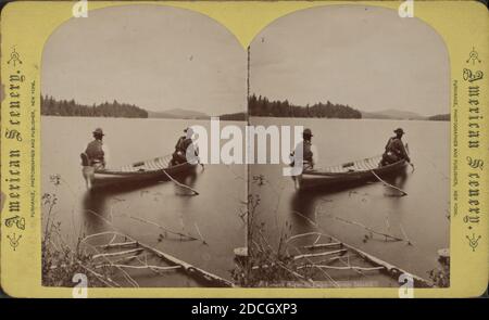 Lower Saranaac Lake, Camp Island., Purviance (New York, N.Y.), Kanus, New York (Bundesstaat), Saranac Lake (N.Y Stockfoto