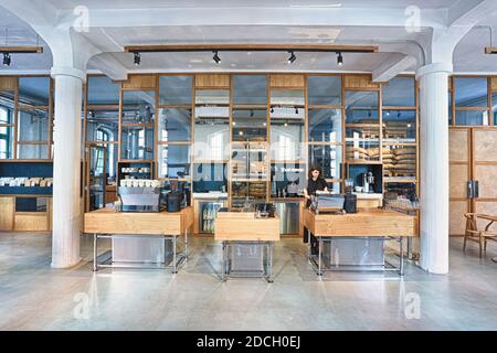 Deutschland / Berlin /Kaffeestil /Bonanza Roastery Cafe in Berlin. Stockfoto