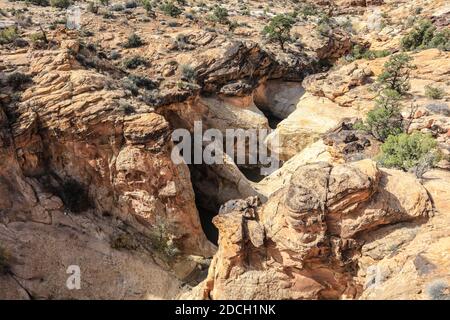 Der Capitol Reef National Park befindet sich in der Mitte des 100 Meilen langen Waterpocket Fold, der zu einer der schönsten Landschaften der USA erodiert wurde. Stockfoto