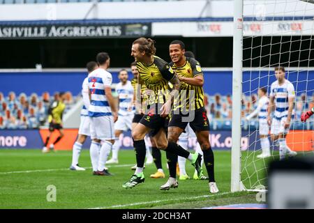 Watfords Ben Wilmot feiert das Eröffnungstreffer während des Sky Bet Championship-Spiels zwischen Queens Park Rangers und Watford im Loftus Road Stadium, London am Samstag, 21. November 2020. (Quelle: Ian Randall, Mi News) Stockfoto