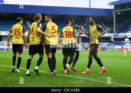 Watfords Ben Wilmot feiert das Eröffnungstreffer während des Sky Bet Championship-Spiels zwischen Queens Park Rangers und Watford im Loftus Road Stadium, London am Samstag, 21. November 2020. (Quelle: Ian Randall, Mi News) Stockfoto