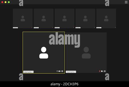 Benutzeroberfläche für Videokonferenzen, Fenster für Videokonferenzanrufe Stock Vektor