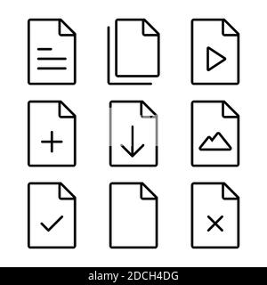 Zeilensymbole Datei Foto Multimedia plus überprüfen Text leer Stockfoto