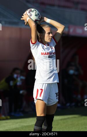 Sevilla, Spanien. November 2020. Carla Armengol von Sevilla FC während des Primera Iberdrola-Spiels zwischen Sevilla FC und Valencia FCF im Jesus Navas Stadium in Sevilla, Spanien. Quelle: Jose Luis Contreras/DAX/ZUMA Wire/Alamy Live News Stockfoto