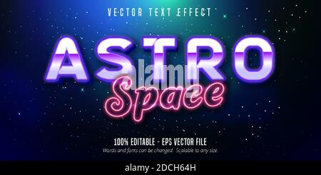 Astro Space Text, Neon Stil editierbarer Texteffekt Stock Vektor