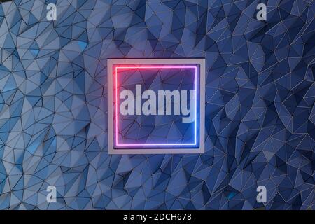 Neon quadratische Linien, Retro bunten Hintergrund, 3d-Rendering. Digitale Zeichnung des Computers. Stockfoto