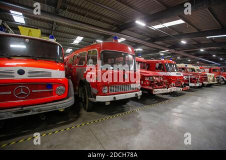 Die Verlegung der Inhalte des Feuerwehrmuseums von Aalst nach Ravels, Samstag, 21. November 2020. Nach dreißig Jahren, das Feuerwehrmuseum Stockfoto