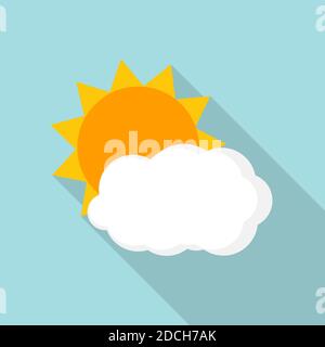 Wetter-Ikonen Sonne und Wolke im flachen Stil mit lang Schatten Stockfoto