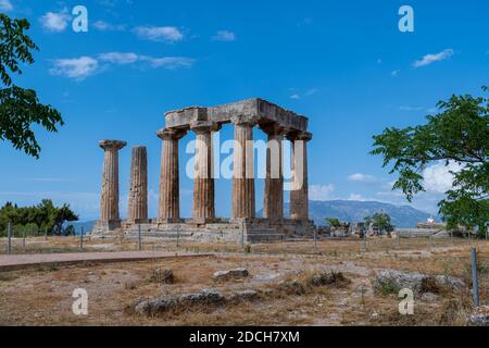 Apollotempel im antiken Korinth Stockfoto