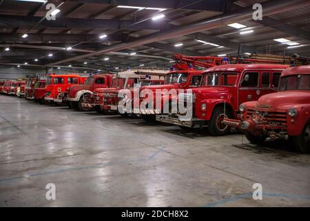 Die Verlegung der Inhalte des Feuerwehrmuseums von Aalst nach Ravels, Samstag, 21. November 2020. Nach dreißig Jahren, das Feuerwehrmuseum Stockfoto