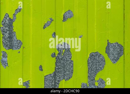 Peeling Farbe auf verzinktem Blatt flache Textur Hintergrund Stockfoto
