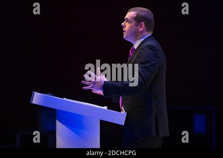 Perth, Schottland, Großbritannien. 21. November 2020. Im Bild: Douglas Ross MP hält eine abschließende Keynote-Rede auf der Scottish Conservative and Unionist Party Conference 2020 in der Perth Concert Hall. Quelle: Colin Fisher/Alamy Live News. Stockfoto